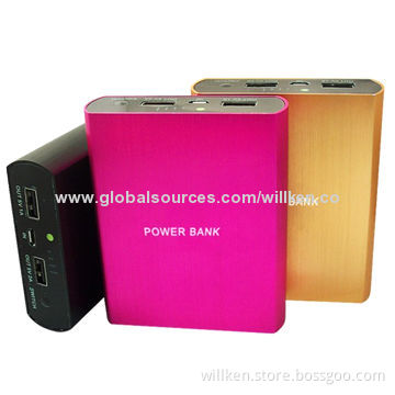 Power Banks, Polymer Battery, 12,000mAh, Top Grade Intelligent IC, Double Output Port/LED Hand Light